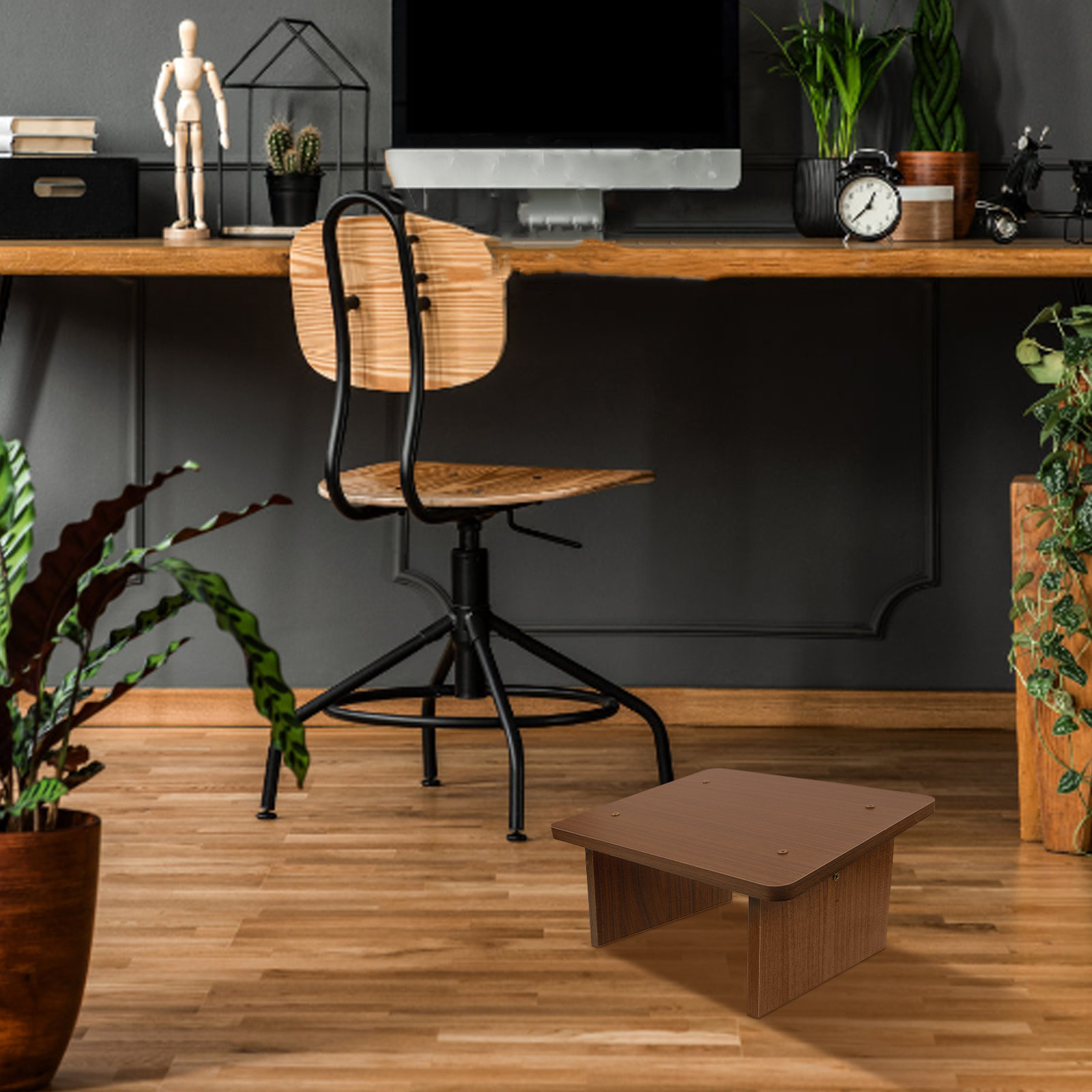Footrest Under Desk - Yetişkinler İçin Ergonomik, Kaymaz Tabanlı, Ahşap